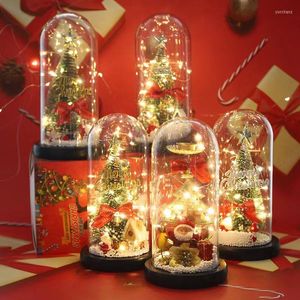 Weihnachtsdekorationen, LED-Baum, Glasabdeckung, Weihnachtsmann, Hirsch, kreative niedliche Lichtornamente, Dekoration für Weihnachtsgeschenk