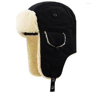 Berets Mode Bomber Hüte Kunstpelz Warm Verdicken Earflap Caps Kälteschutz Winter Ohr Schützen Russische Ski Hut Für Frauen und Männer