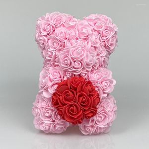 Fiori decorativi 2023 Drop 40cm Rose Bear Heart Fiore artificiale Teddy per le donne San Valentino Matrimonio Compleanno Regalo di Natale