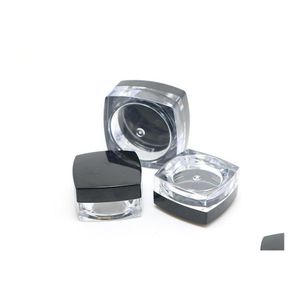Garrafas de embalagem 5 grama jarra plástica forma quadrada panela clara tampa preta Cosmética Amostra de sombra
