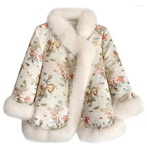 Women's Fur ZXRYXGS Chinese Style Imitation Coat Fashion Jacket 2023 Embroidery Beaded Autumn Winter Clothing Cloak Shawl Women Jackets