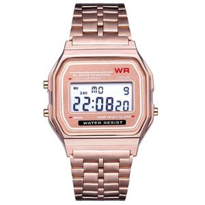 Relógios de pulso Rose Gold Silver Watches Men Women Electronic Digital Display Relógio retro Relógio masculino masculino Relloj Hombre Homme