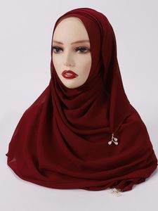 Etnische kleding elegante vrouwen hangers hijabs bubbel chiffon sjaal vaste kleur moslim sjaals wraps hoofdband islamitische hoofddoek tulband