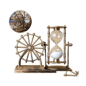 Decorative Objects Figurines Vintage Ferris Wheel Hourglass Beautif Desktop Exquisite Sand Glass Antique Quicksand Street Lamp Pen Ot8Kd