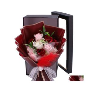 Ghirlande di fiori decorativi 11 pezzi fatti a mano creativo sapone bouquet di rose confezione regalo fiore di simulazione San Valentino decorazioni di compleanno goccia D Ot0T5