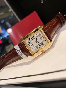 Zegarki męskie i damskie Nowa seria zbiorników Top Fashion Casual 27 mm 24 mm para skórzana skóra Mała kwadratowa wodoodporna świetlista Q309m