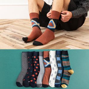 Herrstrumpor Peonfly Happy Mens Women Litterice Mustasch Stripe Novely Sock Combed Cotton Funny Men's Big Size Crew