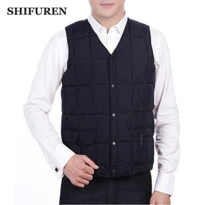 Kamizelki męskie Shifuren zimowe kamizelka bez rękawów ciepłe ultralight bawełniane kamizelki przyczynowe męskie potogle odzież wierzchnia