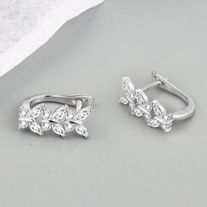 Hoop Earrings Silver Color Butterfly Stack For Women Trendy Elegant White Zircon Huggies Wedding Bride Jewelry