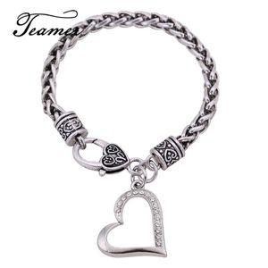 Charm Armbänder Teamer Herz Serie Charms Kristall Liebesbrief Schmuck Geflochtene Verbindung Weizenkette Armband Paar Zubehör Geschenke