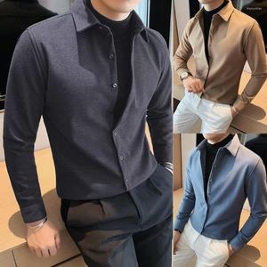 Herrjackor mäns fasta färgskjorta höstrock med hög känsla långärmad toppmode