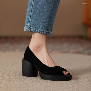 Dress Shoes Thick-soled Sandal Thick-heeled Single Soft Leather Wedge With Fish Mouth Ultra-high Waterproof High-heeled Shoe