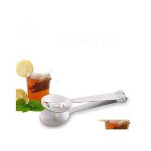 Coffee Tea Tools Reusable Stainless Steel Bag Tongs Teabag Squeezer Strainer Holder Grip Metal Spoon Mini Sugar Clip Leaf Sn2081 D Dhvwf