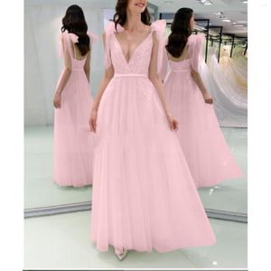 Casual Dresses Ly Homecoming Dress Sexy Slim V-Neck Strapless Sling Backless Ball Gown Tulle Prom Lace Sorority Robes De Cocktail Vestidos