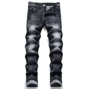 Nya jeans chino byxor byxa mäns byxor sträcker sig nära passande slacks tvättade rak mager broderi lapptäcke rippade mens trend märke motorcykel jeans-d20