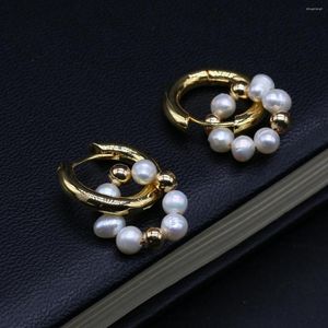 Orecchini pendenti Donna Perla bianca Un paio di perle d'acqua dolce naturali per gioielli da sposa di lusso Regali di anniversario 26x27mm
