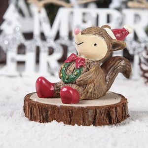 Juldekorationer dekoration Santa träd figurer Fairy Garden Decor Snow Landscape Model Ornaments Harts Miniatures