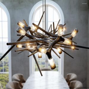 Chandeliers Postmodern Black Retro Ceiling Kitchen Island Lighting Dining Living Room Hanging Lights Exhibition Hall Fixtures