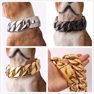 Chains 24/30MM Wide Strong Heavy Stainless Steel Silver Color/Gold/Black Cuban Curb Dog Chain Collar Choker Customize Length 18"-26"