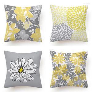 Cuscino grigio giallo dahlia copertura astratta bianca floreale daisy boho moderna geometrica casa soggiorno decorazione di divano cuscino