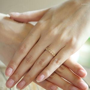 Wedding Rings Hainon Dainty White Crystal Lace For Women Engagement Party Beautiful Gold Color Fashion Jewelry Bijoux