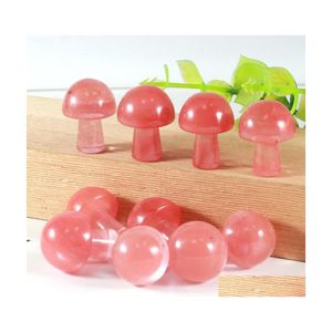 Stone 20Mm Mini Watermelon Red Glass Mushroom Plant Statue Ornament Carving Home Decoration Crystal Polishing Gem Drop Delivery Jewel Dhqic