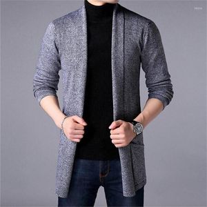 Men's Sweaters Sweater Coats Men Fashion 2023 Autumn Men's Slim Long Solid Color Knitted Jacket Casual Cardigan