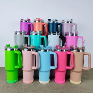 40 oz paslanmaz çelik kupa termos fincan tutamaklı vakum kahve bardak fincan taşınabilir çift katmanlı araba kahve kupası seyahat su şişesi SS0118