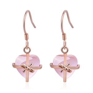 Stud Love Heart Earrings For Women Girl Jewelry Natural Gem Stone Drop Earring Rose Gold Wedding Delivery DHR1B