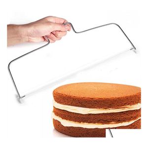 Övrigt Bakeware 1 Piece Set Double Line Cake Cutting Slicer Justerbar rostfritt stål Enhet Dekorera mod DIY Bakning Pan Kitchen Coo Otjct