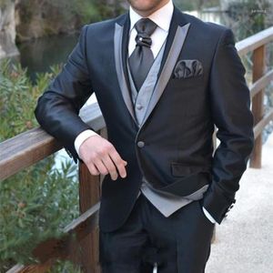 Ternos masculinos da moda 2023 One Button Men Ter Tuxedos Black Groomsmen Mens Wedding Prom noivo (JACET PALTS VEST TIE)