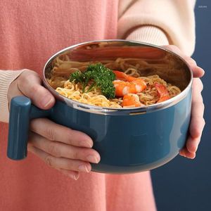 Bowls Great Instant Noodle Bowl 1000ml Ramen Noodles Grade Stainless Steel Portable Bento Box Microwave Tableware Packing