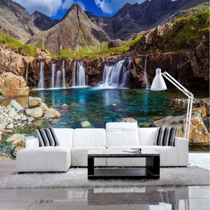 Wallpapers Beautiful Scenery Nonwoven Wallpaper Lake Waterfall Po 3d Background Wall Decoration Painting For Living Room