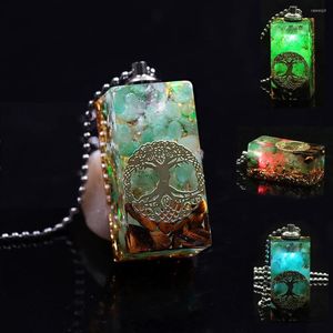 Pendant Necklaces Tree Of Life Led Light Orgone Orgonite Necklace Chakra Healing Crystals Stones Jewelry