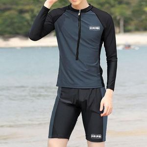 Tute da uomo Completi da uomo Casual Cerniera a maniche lunghe Top da sub Costume da bagno Costume da bagno O Collo Protezione solare Pantaloncini da surf ad asciugatura rapida 4