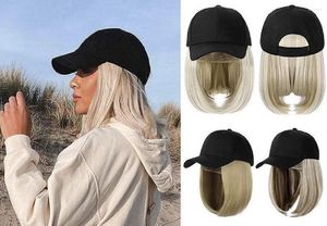 Ball Caps Fashion Women's White Baseball Cap и Wig Bobo короткие волосы с шляпой