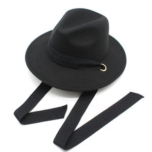 Retro Fedora Hat Women Men Men Panama Jazz Cap z zespołem Autumn Winter Fel Fel Hats Black Top Caps Trilby