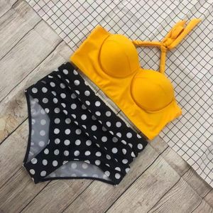 Kadın Mayo 2023 Style Ladies Moda İki Parçalı Mayo Tie-Boya Açık Sırt Straplez Top Blip Bikini Kadın iç çamaşırı Polka Dot Külot