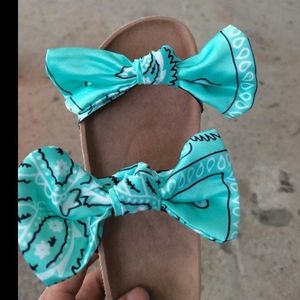 Slippers Bandana Slides For Women 2023 Cow Bow Tie Dye Sandals Summer Graffiti Flast Footwear Flat Wholesale