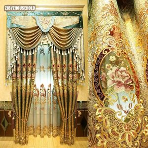 Curtain Luxury Embroidered Golden Curtains For Living Room Bedroom Velvet European Valance Windows Backdrop Blackout Tulle