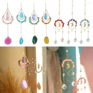 Decorative Figurines Wind Chime Crystal Sun Catcher Diamond Amber Prism Hanging Light Metal Frame Lighting Ball Jewelry Window Home Decor