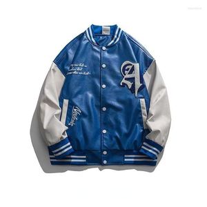 Chaquetas para hombres 2023 American Retro High Street PU Cuero Uniforme de béisbol Hombres y mujeres Y2K Pareja Bomber Jacket Top Casual