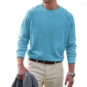 Herrtröjor 2023 Spring Autumn Mens Casual Sweatshirt Fast Loose Long Sleeve Crew Neck Pullovers för män Kläder Pure Color Tops