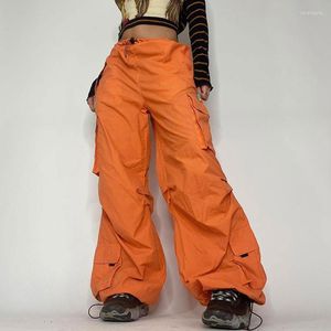 Calça feminina moda moda harajuku women women grande bolso de streetwear cool sweatpantes y2k garotas calça alta perna larga perna larga casual