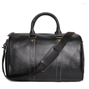 Duffel Bags Highend Vintage Brown Black Толстая подлинная кожаная девственница женская туристическая сумка женская мужская спортзал Messenger Duffle M1028