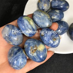 Kyanit tumlade helande kristaller och stenar hantverk polerade oregelbundna halschakra naturliga blå kvartsjumsten tumblestone stenar prov för djup meditation