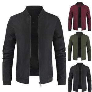 Men's Jackets Men's Stand Collar Solid Jacket Casual Cropped Top