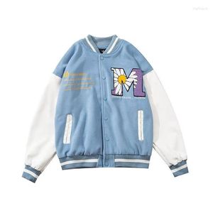 Women's Jackets Letter Embroid Blue Varsity Jacket Men Baseball Hip Hop Long Sleeves Women's College Bomber High Street Y2K Coats