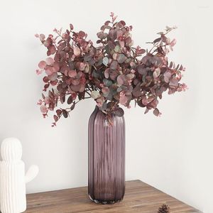 Fiori decorativi Decorazione da parete per la casa 70 cm Piante artificiali in stile autunnale Ramo di un albero di eucalipto Seta di simulazione di foglie finte