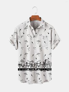 Herren Freizeithemden Herren Cocktail Muster Kurzarm Retro Hawaiian Street Style Harajuku Übergroße Kleidung274o